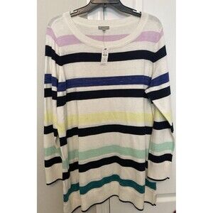 T by Talbots multi-color striped sweater size 2XL lightweight